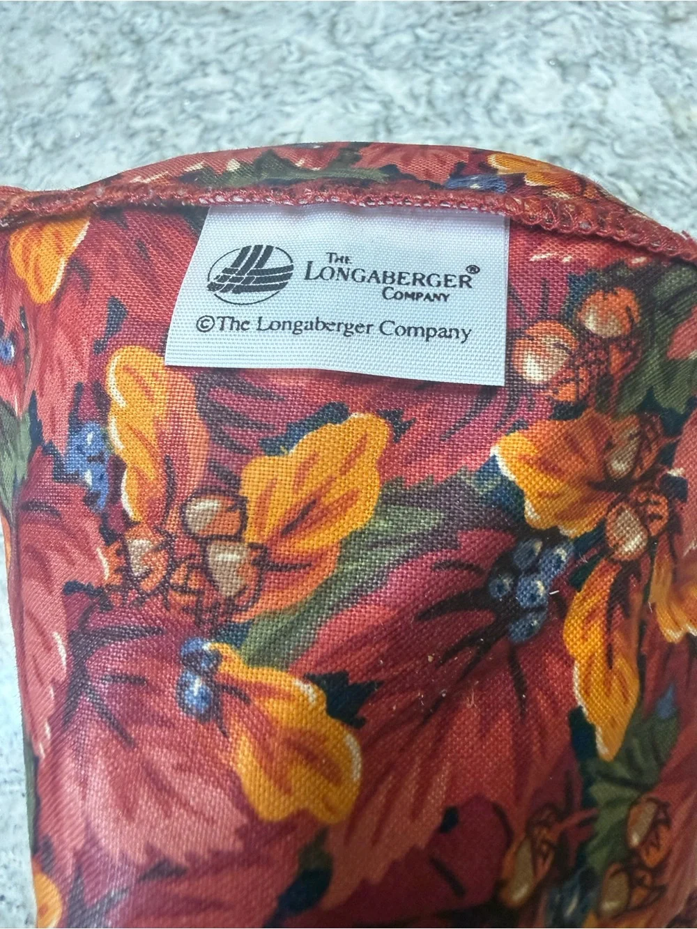 Longaberger Vegetable Basket with Fall Floral Liner and plastic protector